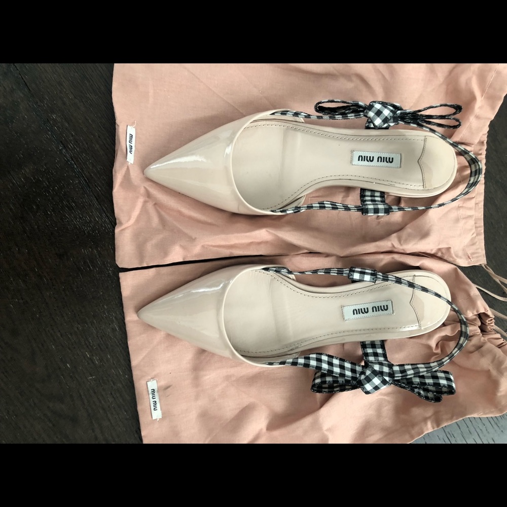 Miu Miu Flat Slingbacks in nude